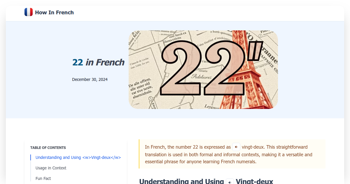 22 in French